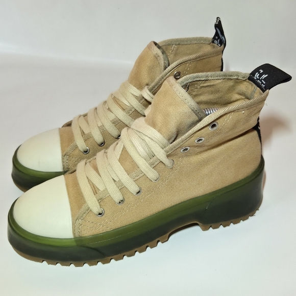 Zara Canvas Fabric High Top Platform Chunky Multicolor Sneakers Shoes Size EU 39 - Picture 5 of 15